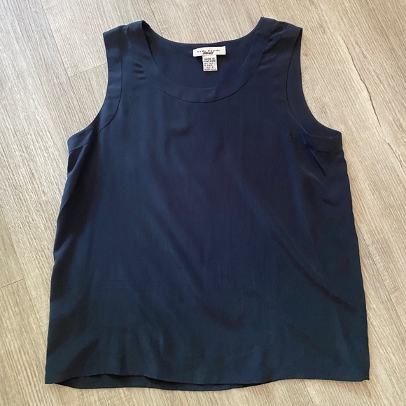 VTG Oval Room Navy Blue 100% Silk Tank Blouse - Size 6 - Picture 1 of 3